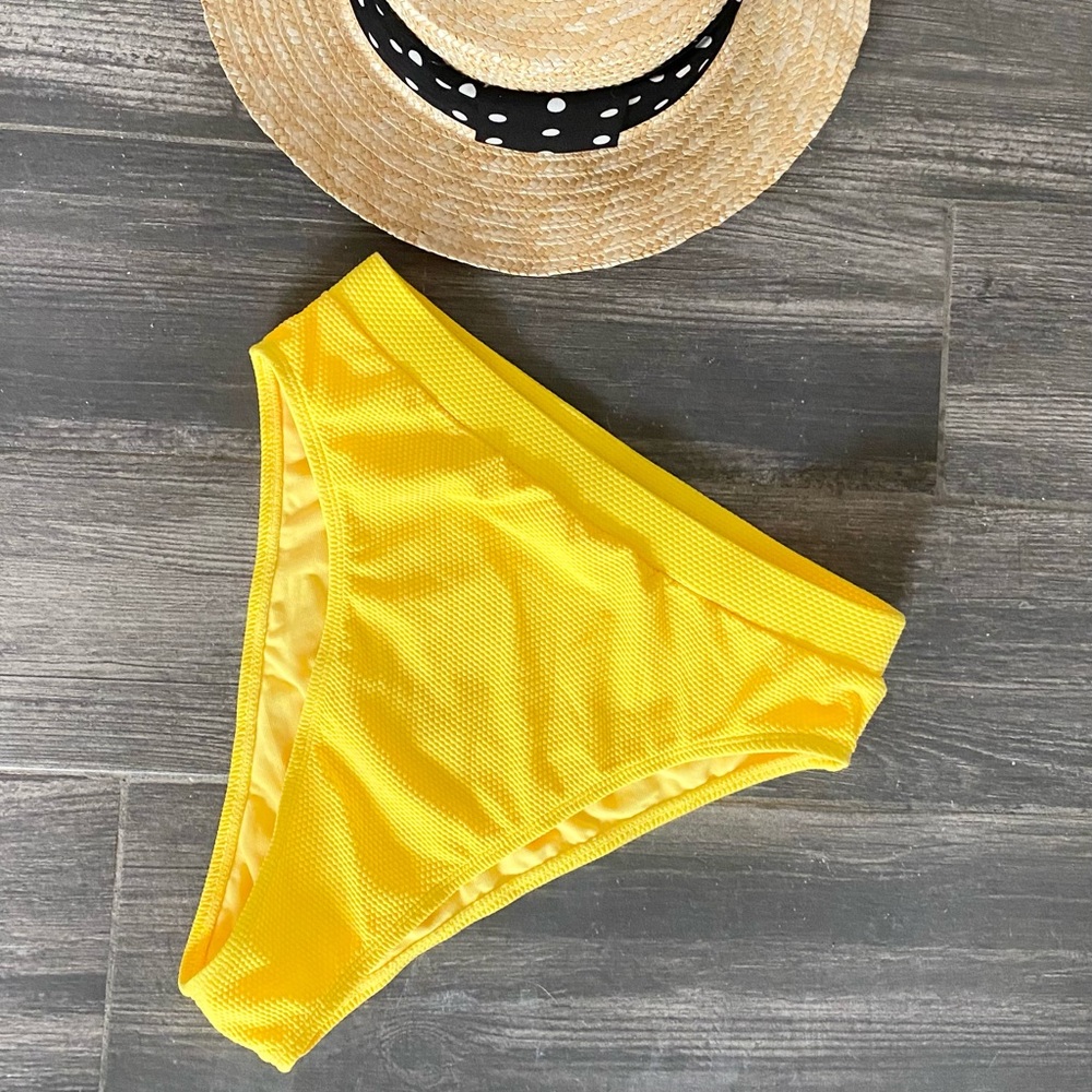 Yellow High Rise Bikini Swim Bottom Medium